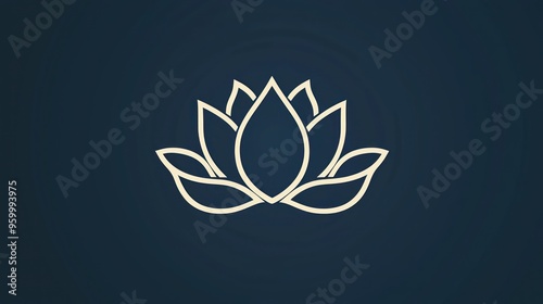 A minimalist zen icon of a lotus flower with simple, clean lines.