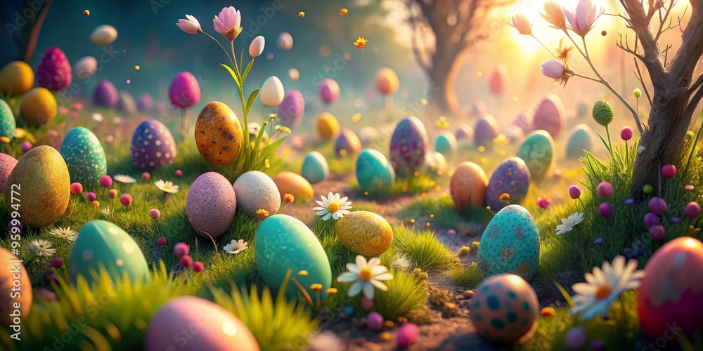 colorful eggs in grass colorful eggs in grass