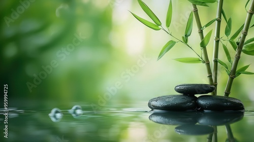 A zen icon with bamboo and leaves, representing simplicity and natural beauty.