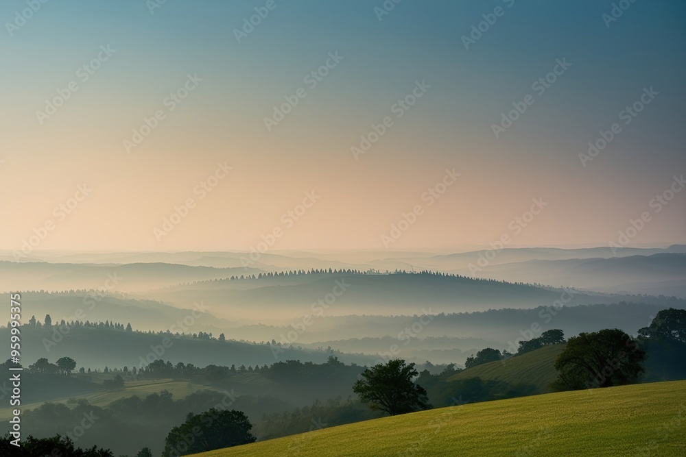 Fototapeta premium Misty Landscapes Enhance Three-Dimensional Beauty and Serenity
