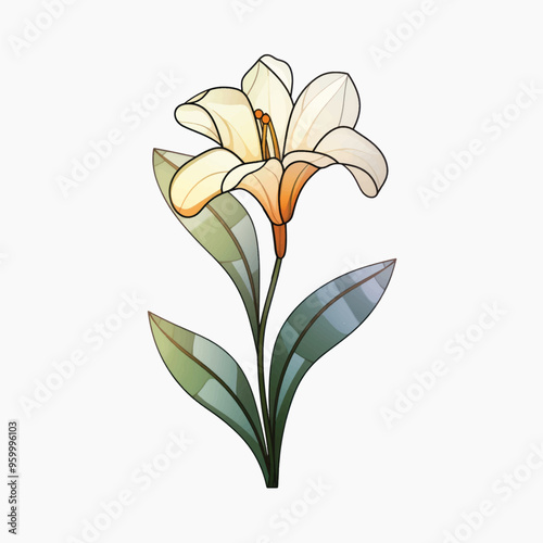 Elegant stained glass lily