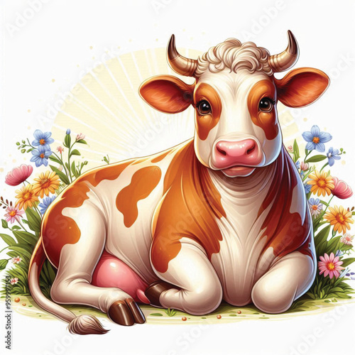 Cute Cow Vector Cartoon illustration