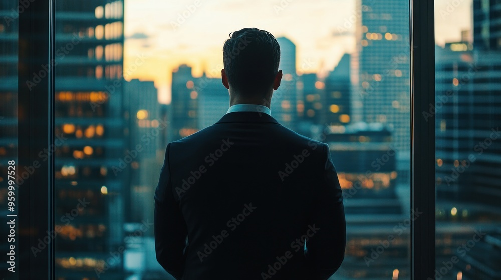 Businessman Contemplating the Cityscape Businessman Contemplating the Cityscape