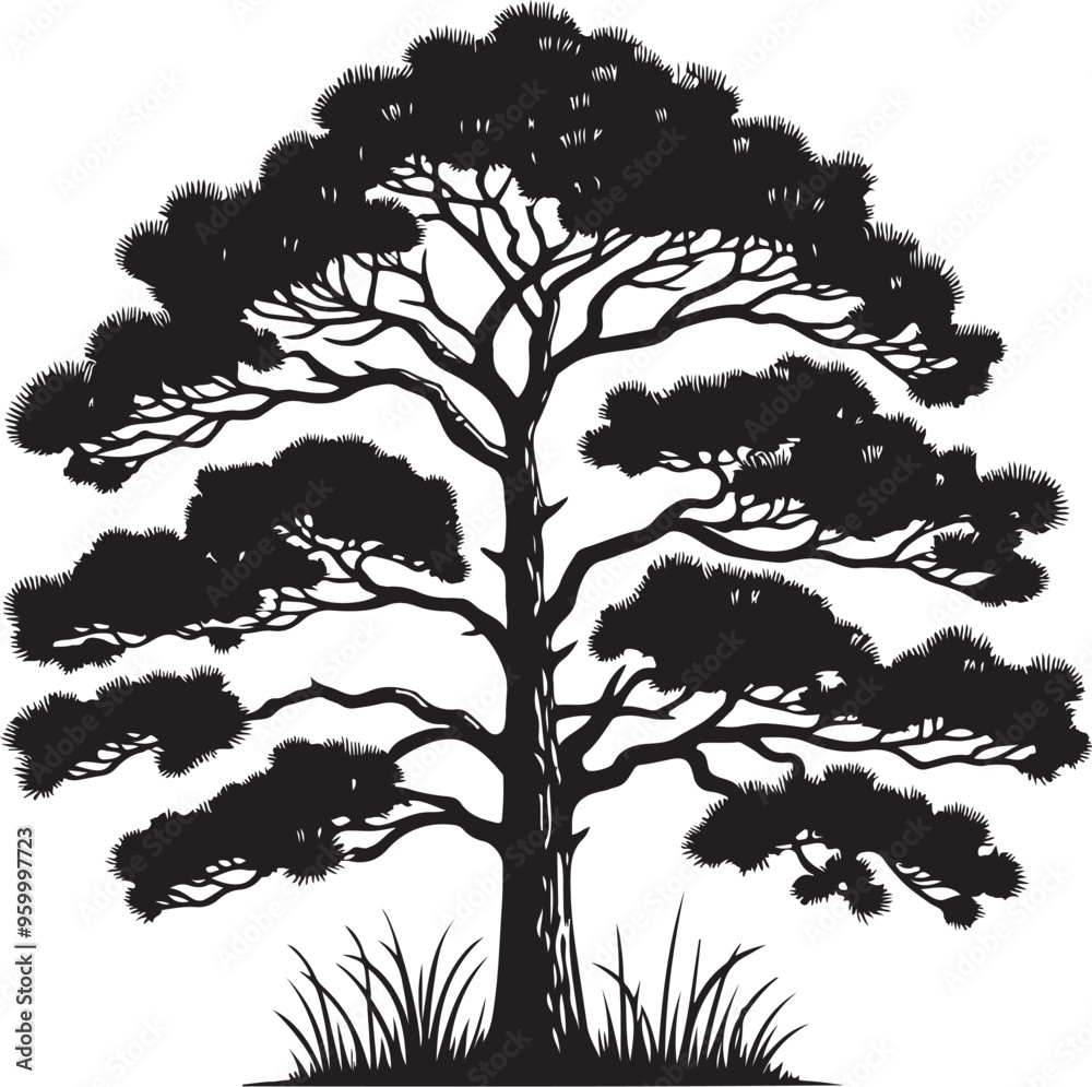 Fototapeta premium pine tree vector design clipart flat style artwork