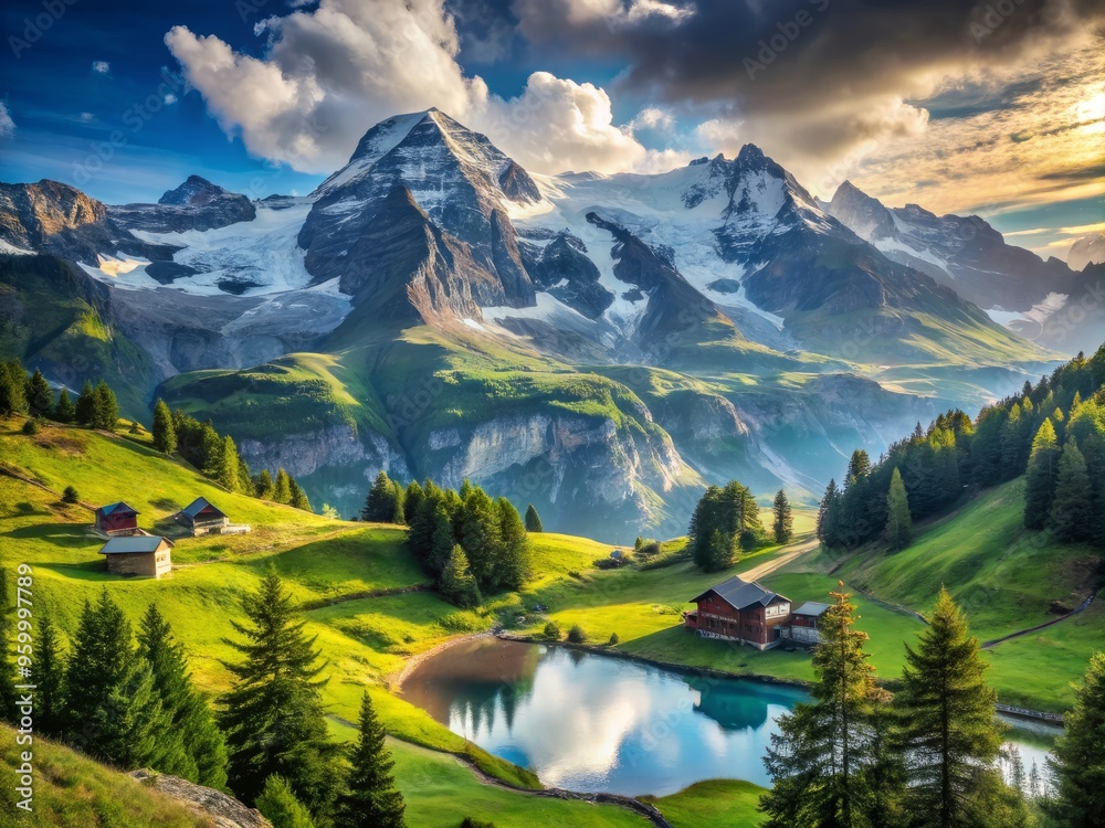 Fototapeta premium Breathtaking Alpine Scenic View Wallpaper