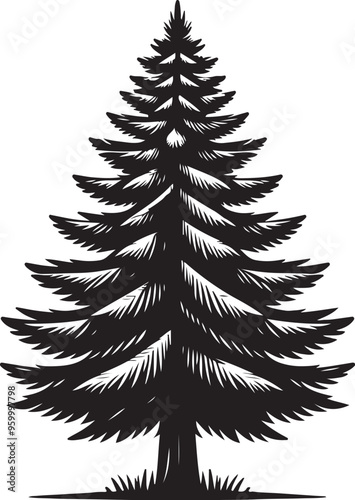 pine tree vector design clipart flat style artwork photo