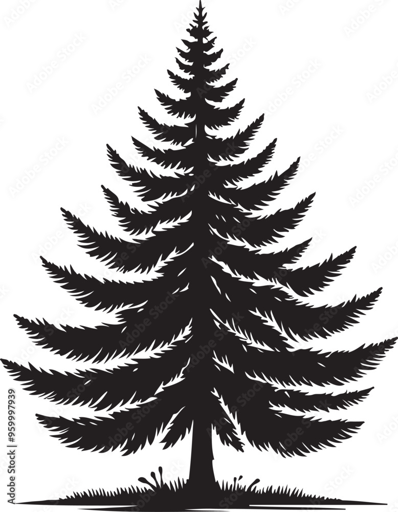 Obraz premium pine tree vector design clipart flat style artwork