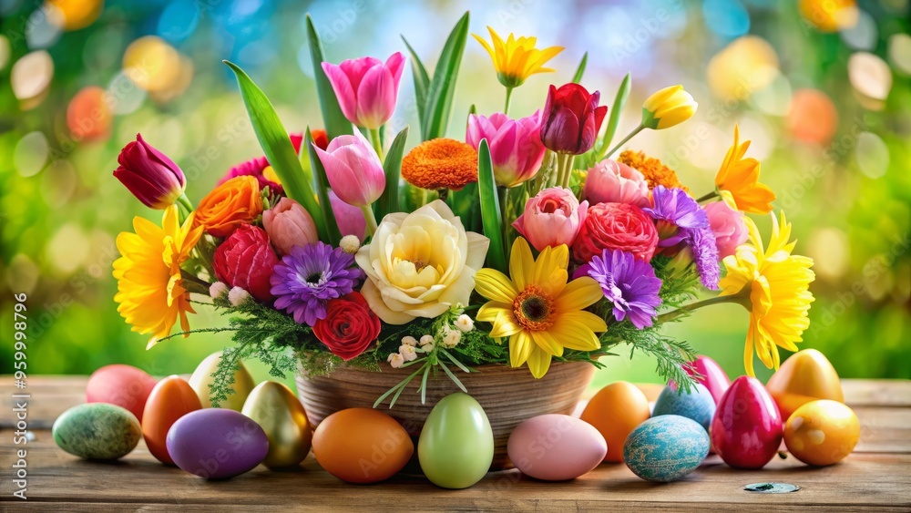 Bright Floral Easter Spring Celebration Concept Bright Floral Easter Spring Celebration Concept