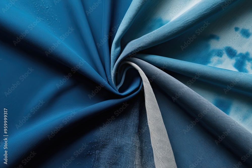 Obraz premium Stormy Ocean Indigo Fabric with Spray Infused Color and Textural Transition