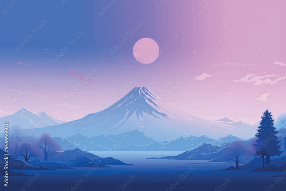 Fototapeta premium Serene mountain landscape at dusk