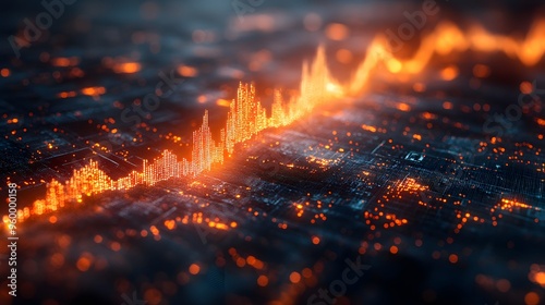 Financial and investment growth graph analysis in the market, financial business plan, income, sales and strategy, financial growth graph of the exchange market. photo