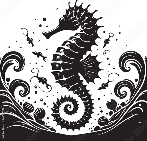 seahorse vector design clipart flat style artwork