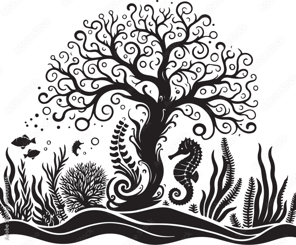 seahorse vector design clipart flat style artwork