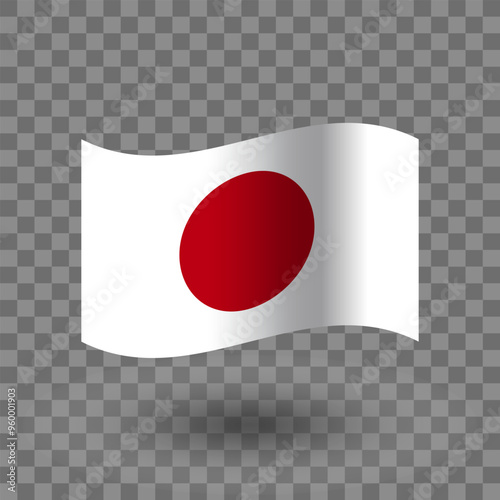 Japan flag vector. Japan wavy flag isolated transparent background. Flag of Japan symbol icon. EPS 10