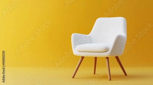 White Armchair on Yellow Background