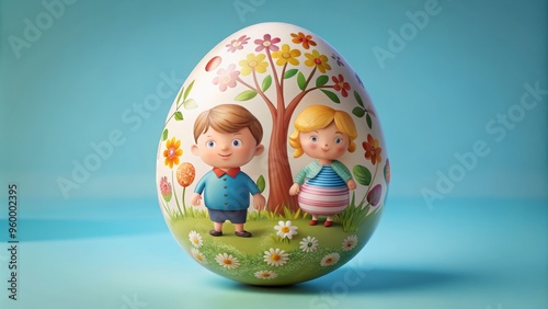 childhood themed easter egg illustration with simplicity photo