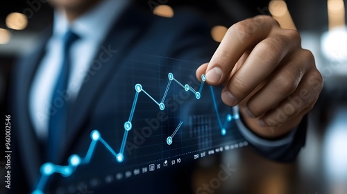 Financial and investment growth graph analysis in the market, financial business plan, income, sales and strategy, financial growth graph of the exchange market. photo