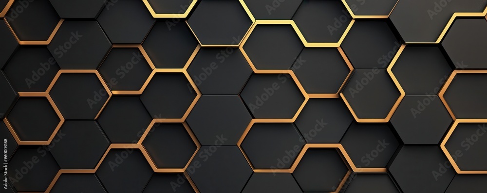 Abstract Geometric Hexagonal Patterns with Metallic Finish Background design