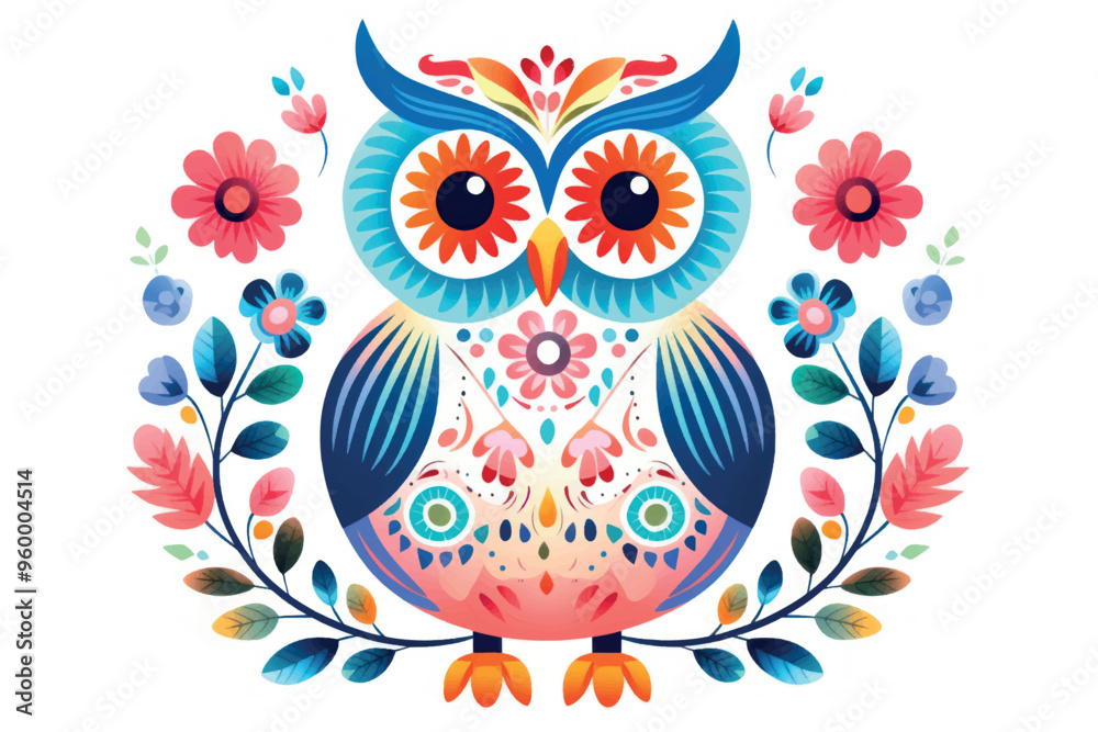 Obraz premium Colorful owl floral illustration