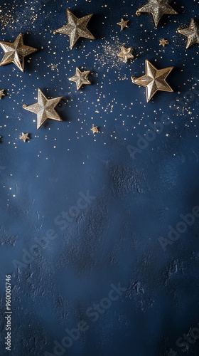 Christmas stars on blue background