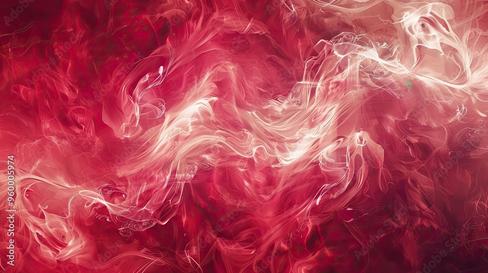 Fototapeta premium Elegant ruby red to rose gradient wallpaper with white smoke creating a warm atmosphere