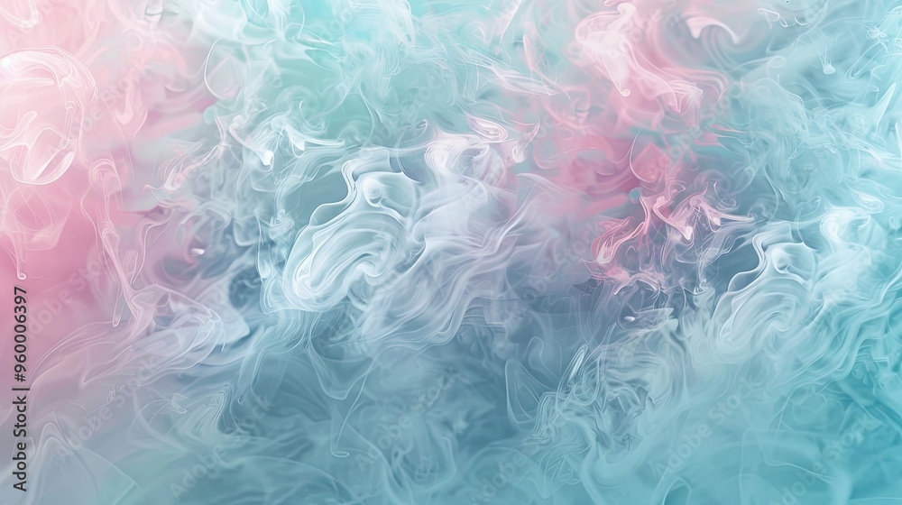Gradient from light pink to turquoise with wisps of smoky white on tranquil backdrop Gradient from light pink to turquoise with wisps of smoky white on tranquil backdrop