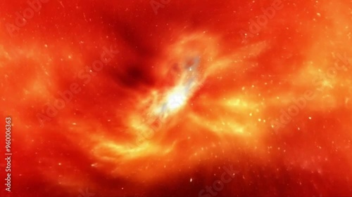 Galaxies colliding and merging into a single abstract nebula, with energy waves and color explosions