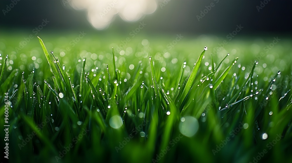 Dewy Green Grass Close Up - Nature Texture Background Dewy Green Grass Close Up - Nature Texture Background