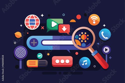 A UI concept featuring a search bar widget, demonstrating steps to choose the most suitable SEO agency for your business.