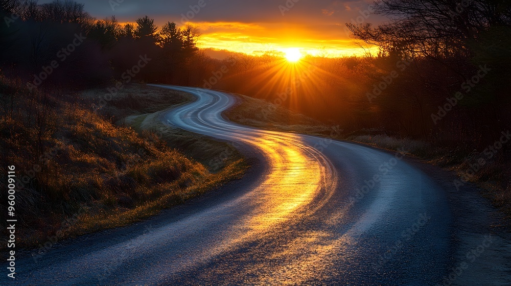 Winding Road Sunset Landscape Photography Winding Road Sunset Landscape Photography