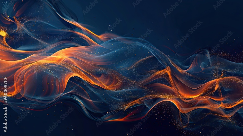 Minimalist lines of fiery orange and gold against a dark blue backdrop for contrast Minimalist lines of fiery orange and gold against a dark blue backdrop for contrast