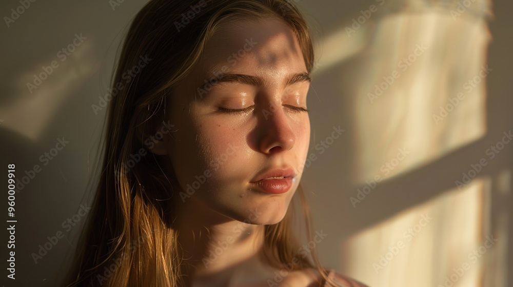 Stunning Indoor Portrait of Girl in Sunlight: A Radiant and Beautiful Vision. Showcasing Grace and Charm. Stunning Indoor Portrait of Girl in Sunlight: A Radiant and Beautiful Vision. Showcasing Grace and Charm.