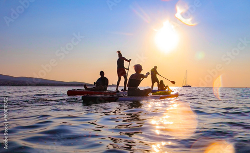 Photography sup surfing in the sea