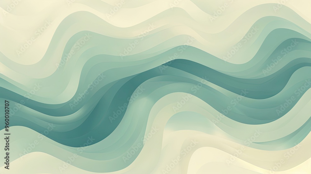 Fototapeta premium Gentle rippling patterns of blues and creams create a soft retro gradient backdrop