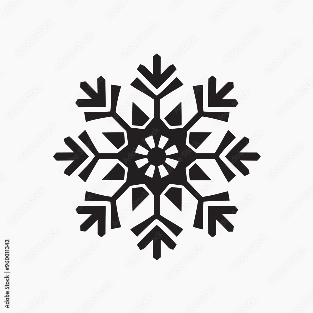 Geometric black snowflake design