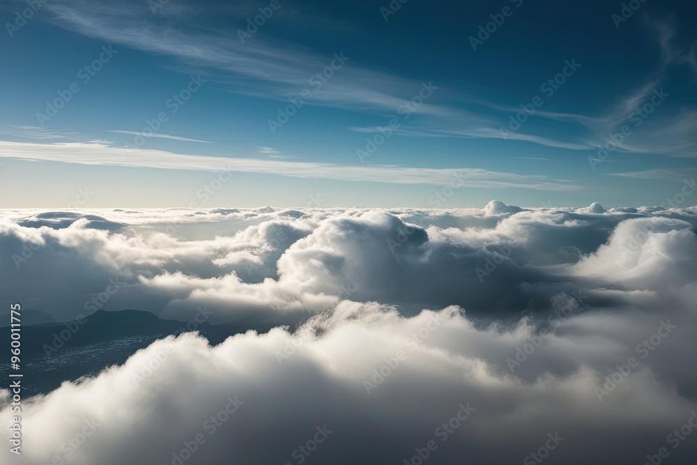 Cinematic Cloud View on Crystalline Backgrounds with Aesthetic Composition and Meteorological Phenomena