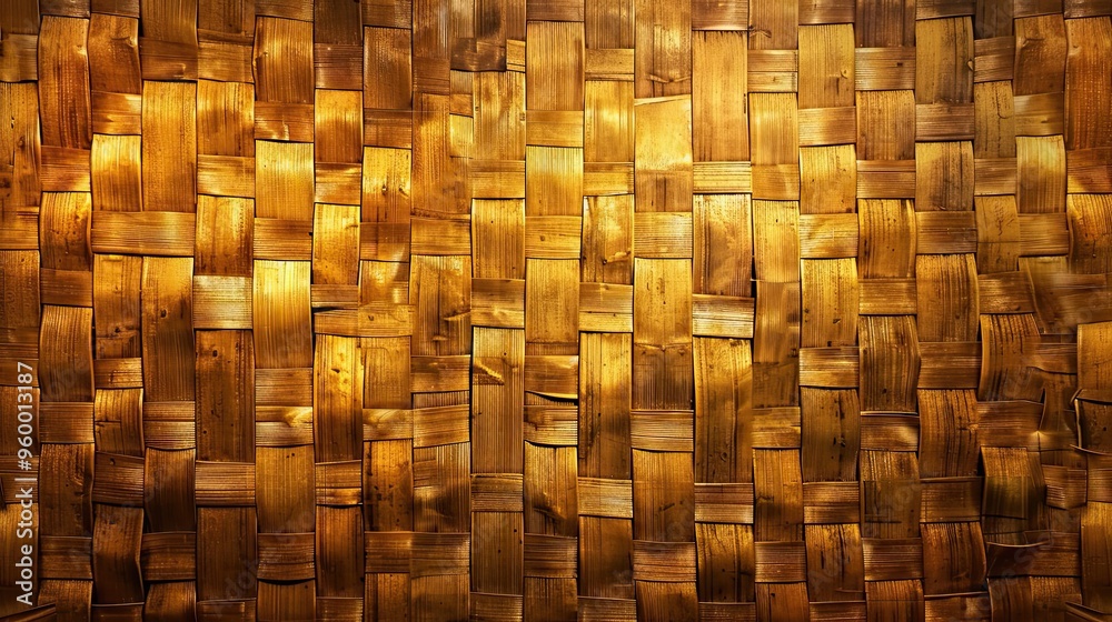 Background of a woven bamboo wall with tight patterns and soft diffused light Background of a woven bamboo wall with tight patterns and soft diffused light