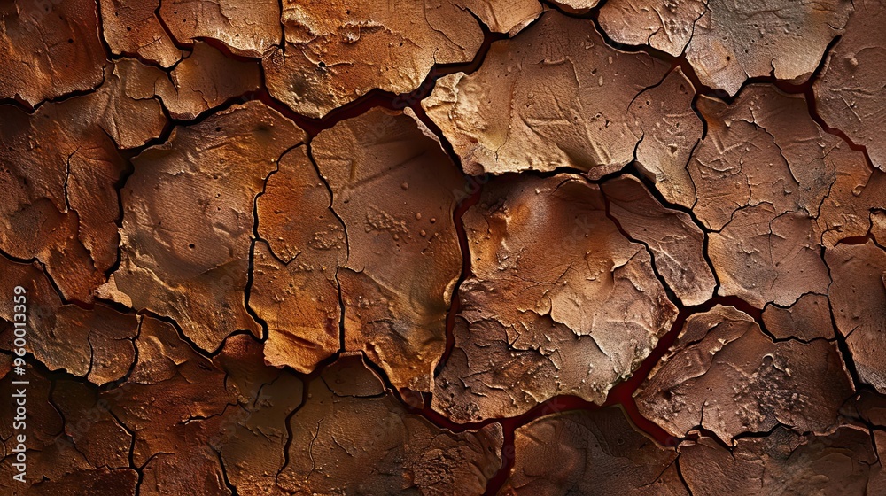 Background of a rugged mud wall with deep cracks and irregular textures Background of a rugged mud wall with deep cracks and irregular textures