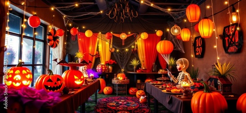 Halloween Party Decorations. Ai Intelligence Generation.