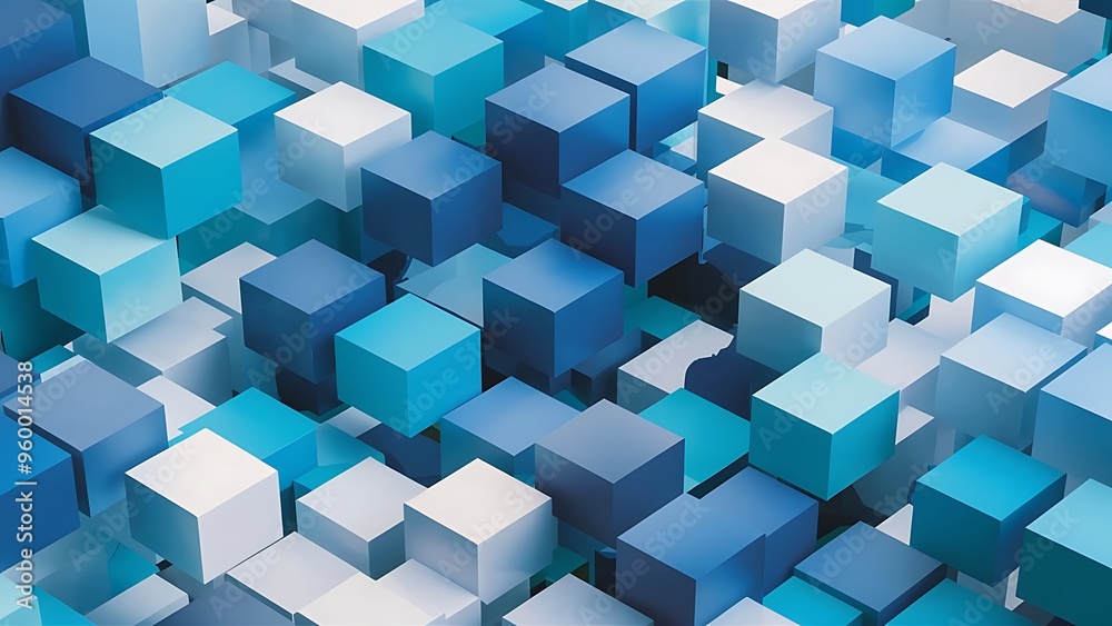 Abstract image of cubes background in blue toned Abstract image of cubes background in blue toned