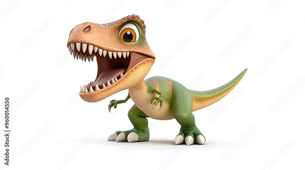 Cute cartoon T-Rex dinosaur with an expressive face on a white background, perfect for kids' educational and entertainment content. Cute cartoon T-Rex dinosaur with an expressive face on a white background, perfect for kids' educational and entertainment content.
