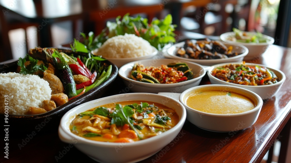 A variety of Thai food. A variety of Thai food.