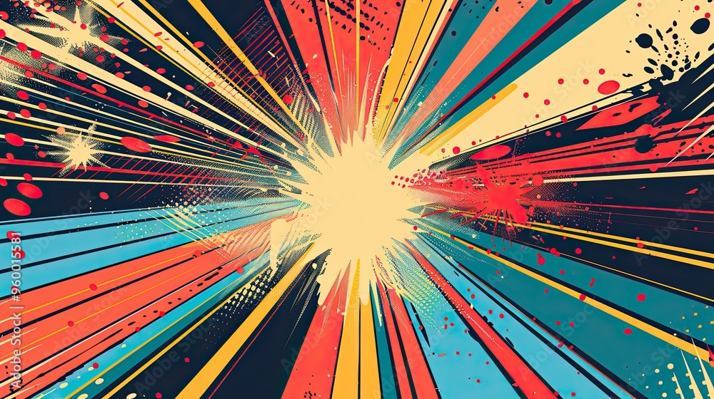 Wallpaper with abstract fireworks bursts dynamic lines and halftone comic shading Wallpaper with abstract fireworks bursts dynamic lines and halftone comic shading