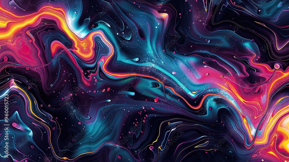 Background with water patterns bright neon colors and comic book-style lines Background with water patterns bright neon colors and comic book-style lines