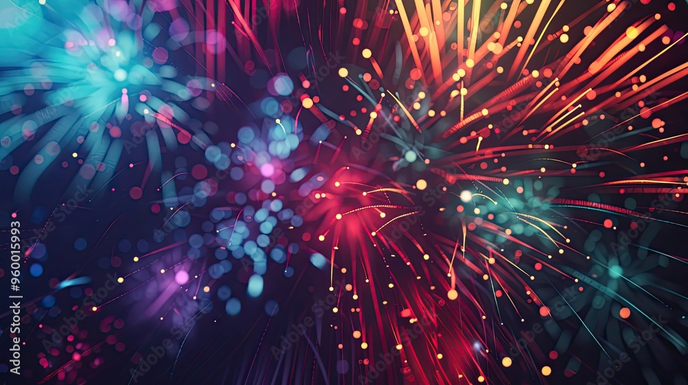Obraz premium Wallpaper with abstract fireworks displays bold lines and comic-style shading