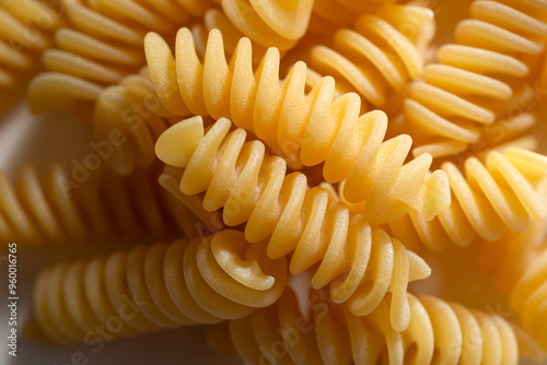 Primo piano di fusilli, tradizionale formato di pasta italiana  photo