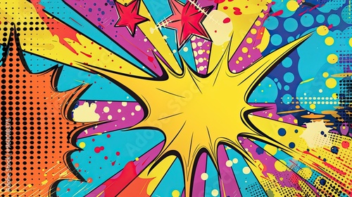 Backdrop with comic explosions yellow tones and dynamic geometric elements
