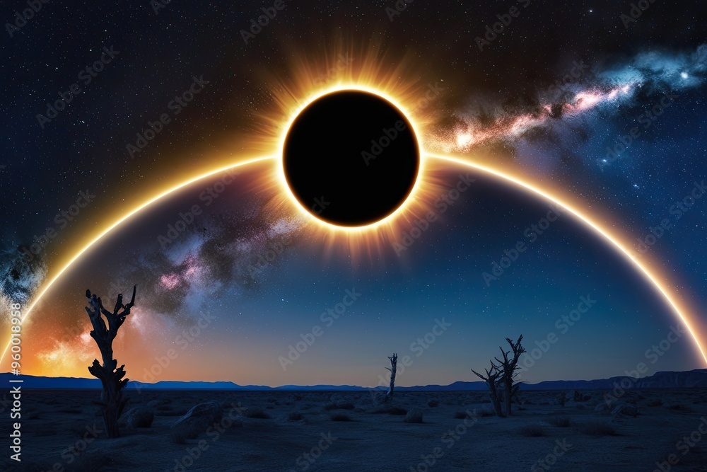 Artistic Representation of the April 2024 Solar Eclipse Unique Celestial Event Across the United States