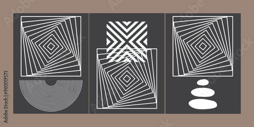 abstract art and geometric shape poster editable