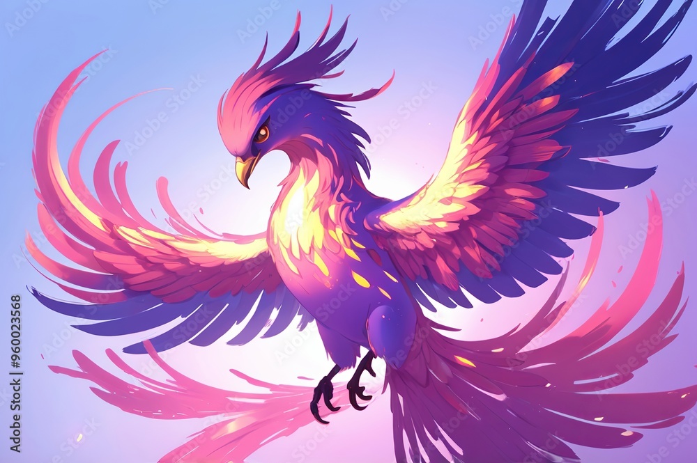 Neon Phoenix ink brushstroke painting illustration. Made with generative AI technology Neon Phoenix ink brushstroke painting illustration. Made with generative AI technology